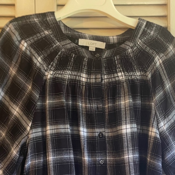 LOFT Flannel Peasant Blouse - Picture 2 of 4